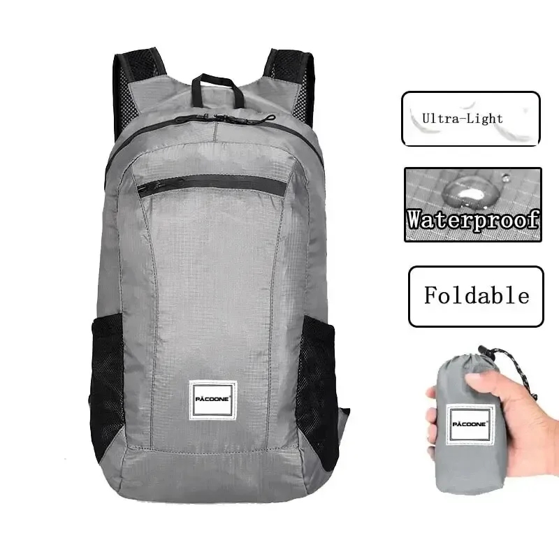 Outdoorové tramping brašna 20L lehoučké přenosné batoh skládací vodotěsný skládací ultralehký pack pro ženy muži cestování tramping