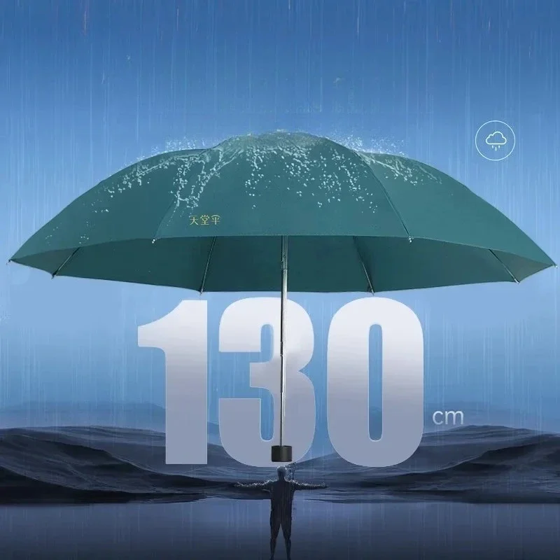 10-Rib Golf Umbrella Extra Large Foldable 3-Person UPF50+ Stormproof Black Coating Reverse Dry Cover Outdoor Travel Use 골프 우산