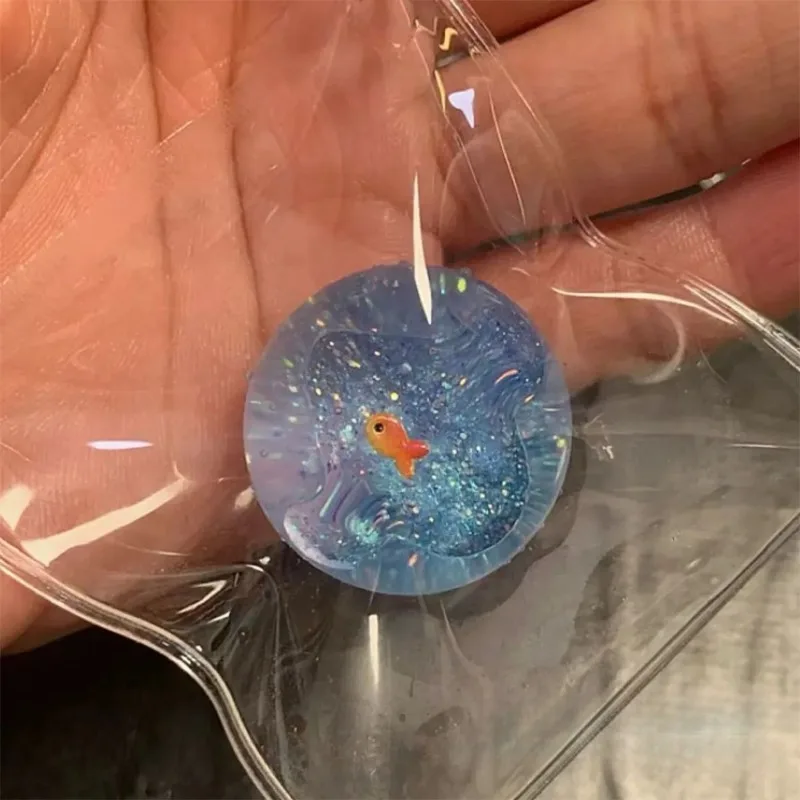 Ocean Planet Squishy Fidget Toy Soft Cute Little Goldfish Pinch Decompression Toy Planet Sequin Anti-Anxiety Toy Gifts
