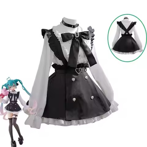 Miku Fashion Subculture Dress Uniform Outfit 2024 Anime Cosplay Cute Girl Lolita Bowknot Skirt Suit JK School Uniform Long Wig