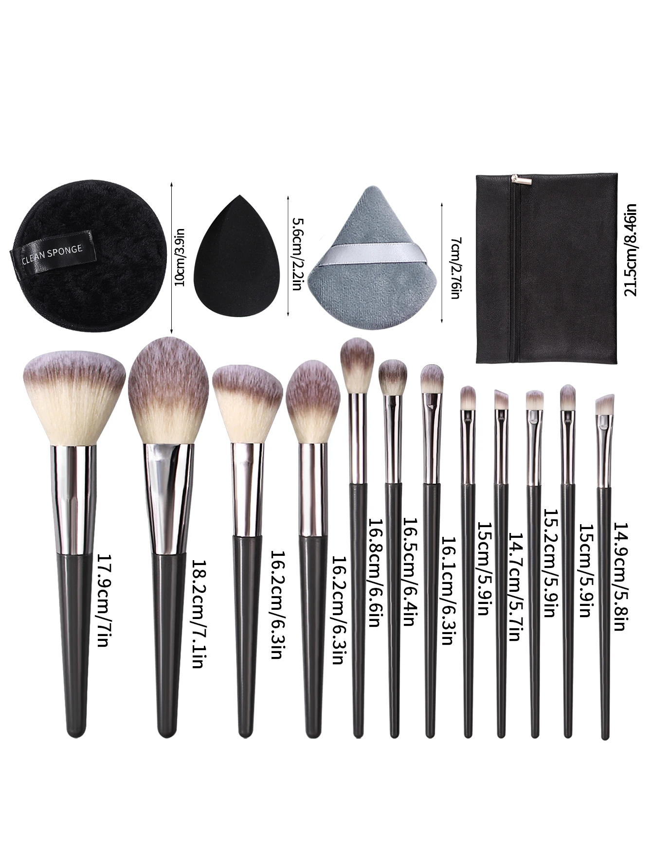 18PCS Professional Makeup Brushes Set Free Shipping with Bag & Sponge Premium Soft Makeup Brushes Set view 2