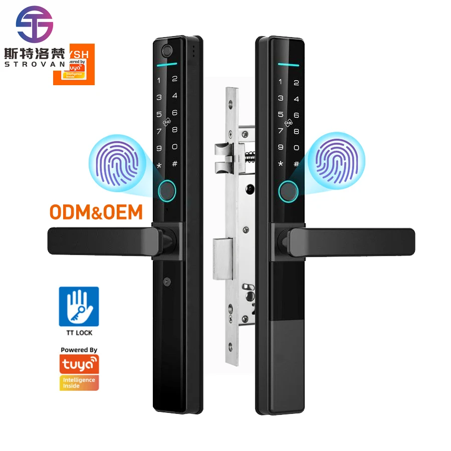

STLF Outdoor Waterproof Dual Fingerprint Smart Door Lock for Courtyard Tuya Double-sided Sliding Door Aluminum Slim Door Locks