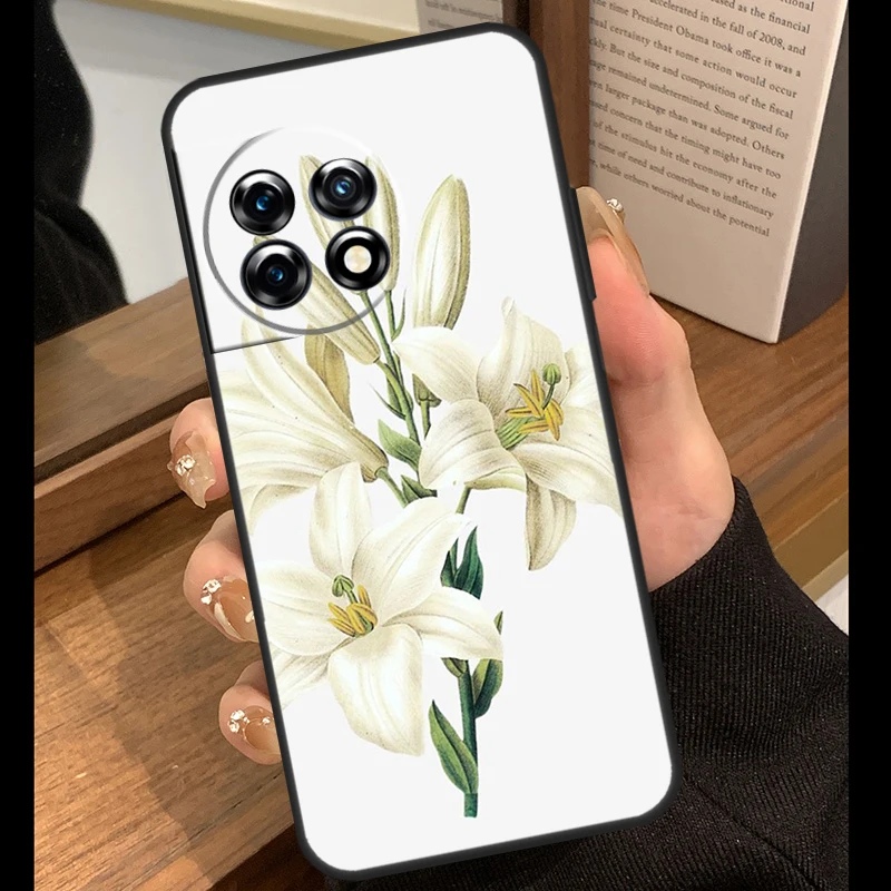 حافظة زهور الزنبق لهاتف OnePlus 13R 13T 12R 13 12 11 10 Pro 10T 8T Nord CE 2 3 4 Lite N20 N30 Nord 5