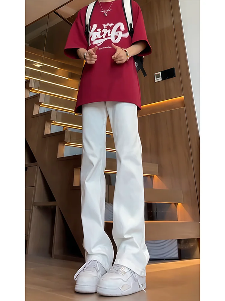 

Мужские джинсы Cleanfit White Bell Bot, прямые, облегающие, эластичные, для весны и осени, в американском стиле High Street, износостойкие, длинные брюки