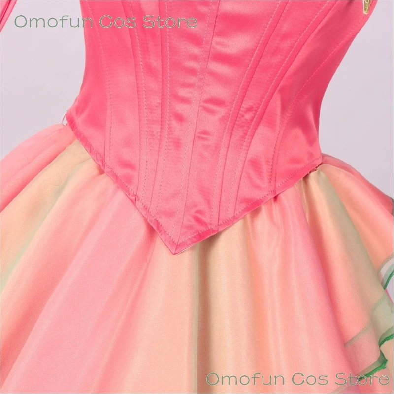 الشريرة 2 Glinda تأثيري الوردي فستان الأميرة فستان طويل يتوهم زي المرأة الساحرة هالوين النساء ملابس الحفلات شعر مستعار فيلم 2025 جديد