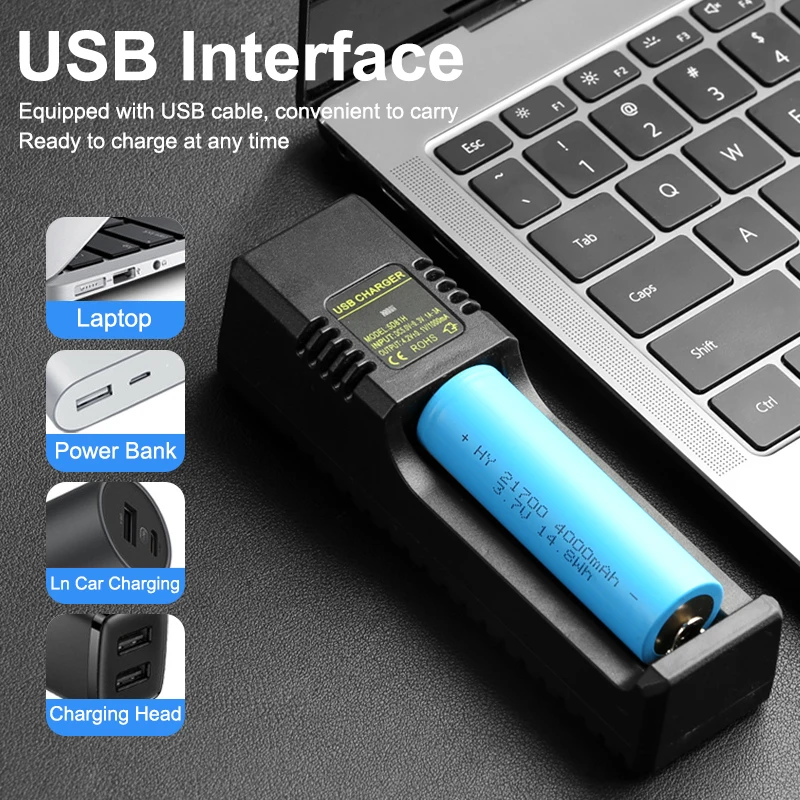 Uniwersalna inteligentna ładowarka na USB 18650 ładowarka do 18650 18350 26650 16340 3.7V-4.2V interfejs typu c 18650 ładowarka litowa