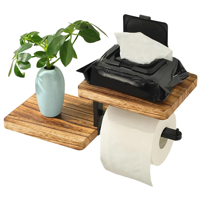 

A36T-Vertical Paper Towel Storage Wooden Paper Towel Holder Space Saving Countertop Organizer For Kitchen And Bathroom