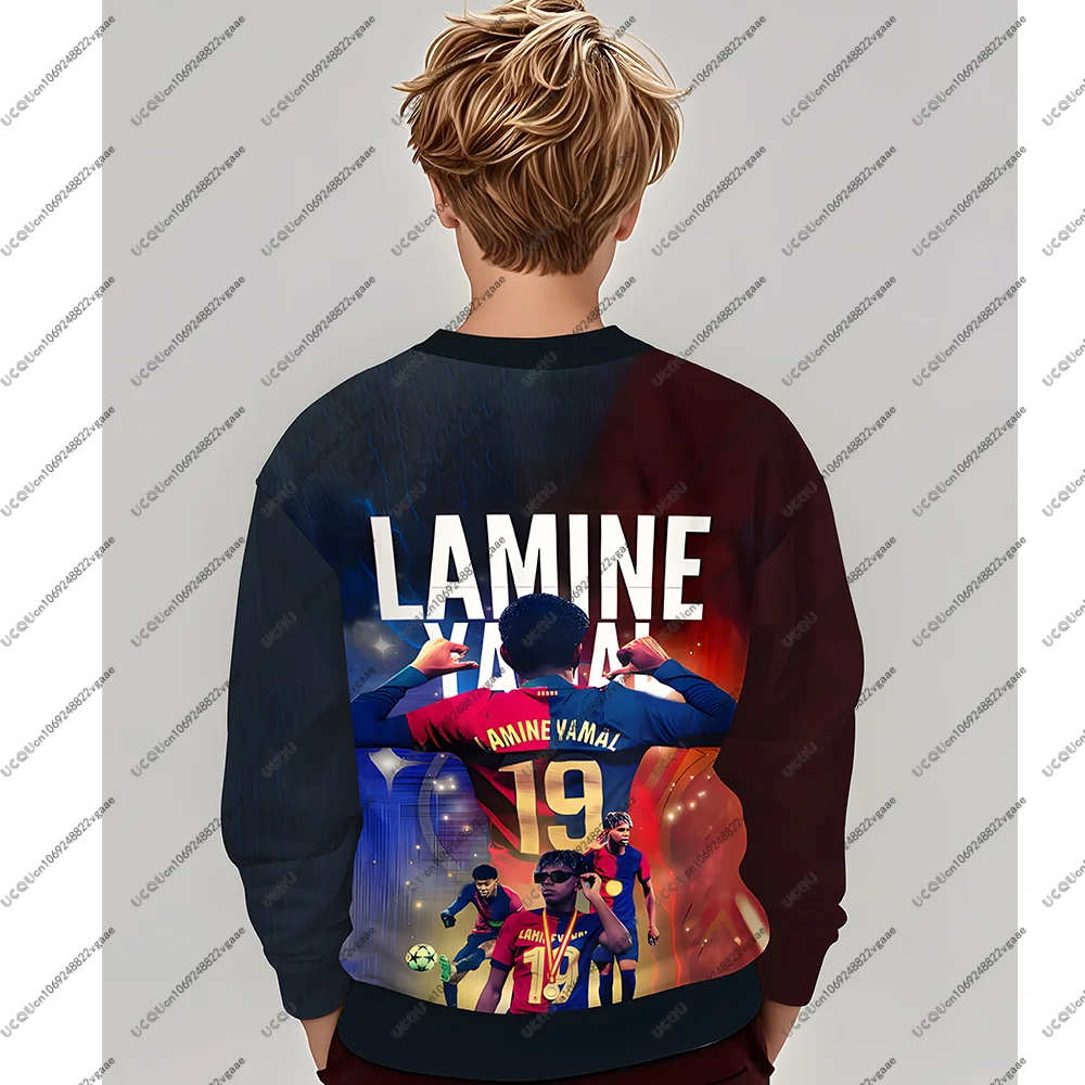 Maglia da calcio Tee Uomo Bambini Ragazzo Regalo Top T Shirt Felpa con cappuccio Casual Spagna 19 Ragazzi Lamine Yamal Calcio Autunno Abbigliamento sportivo