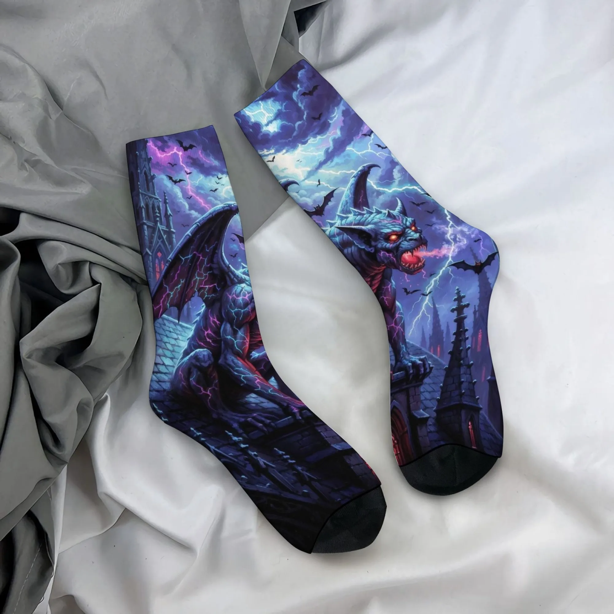 Mysterious Dark Golem Men's Socks Gothic Style Harajuku Retro Fashion Casual Socks Street Hip-Hop Funny Socks Crazy Party Gift