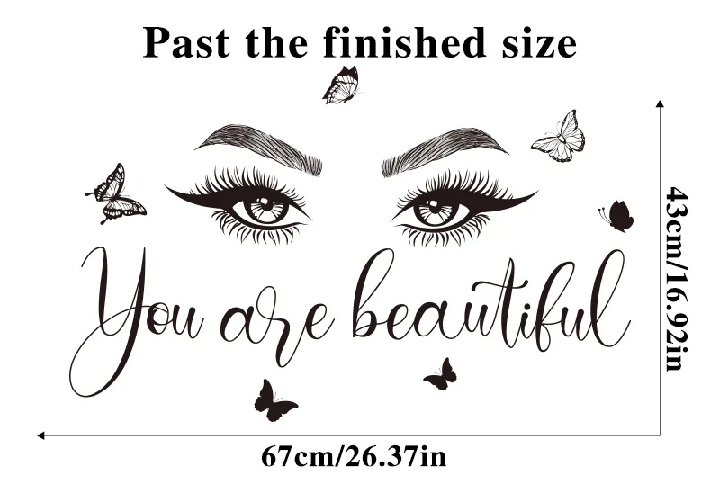 1 قطعة أنت جميلة رسالة صالون تجميل عيون الجدار ملصق الفينيل ديكور ملصق لغرفة النوم غرفة المعيشة الجدار ملصق الجداريات #3