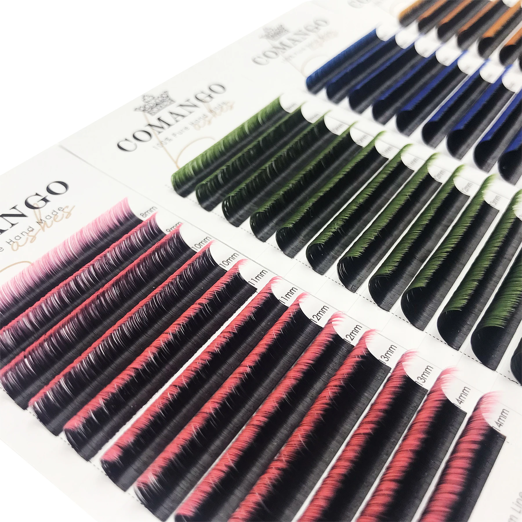 CoMango Ombre Black Orange Red Color Eyelash Extensions C/D Curl Gradient Blue Pink Eyelash Russian Volume Auto Fan Silk Lashes