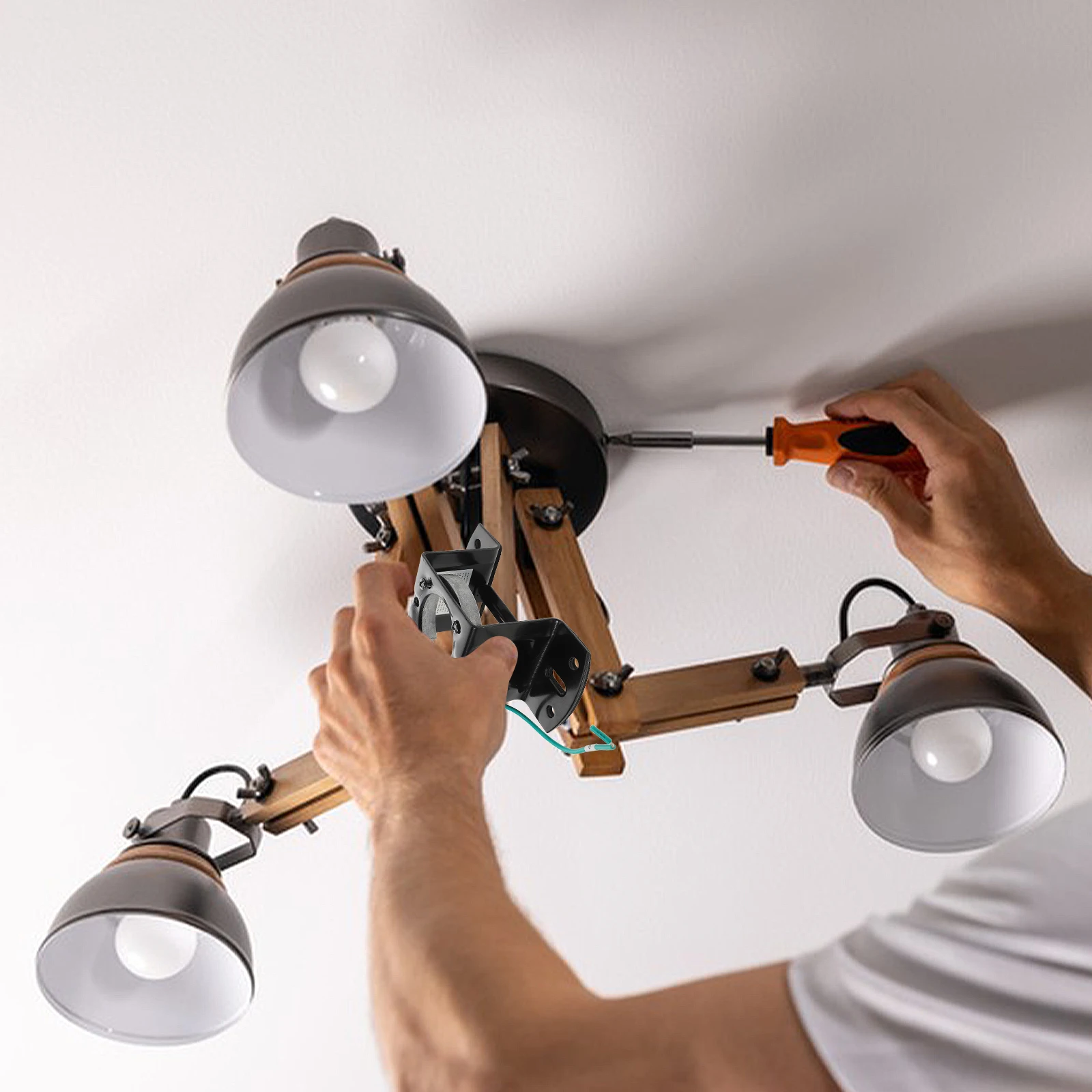 

Universal Ceiling Bracket Mounting System For Electric Light Fixtures Durable Iron Fan Support Hanging Rack Easy Installation