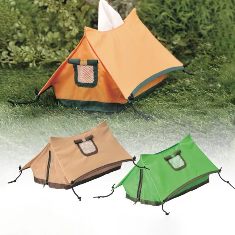 Camping Tent Tissue Box Creative Outdoor Picnic Tissue Bag Portable Paper Storage Bag for Home Camping