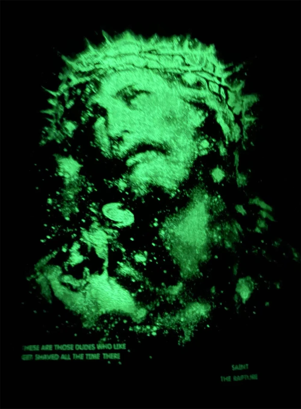 Saint JESUS Night Light Destruction distressed printed short sleeved T-shirt T Shirt Men Women T Shirt Top Tees