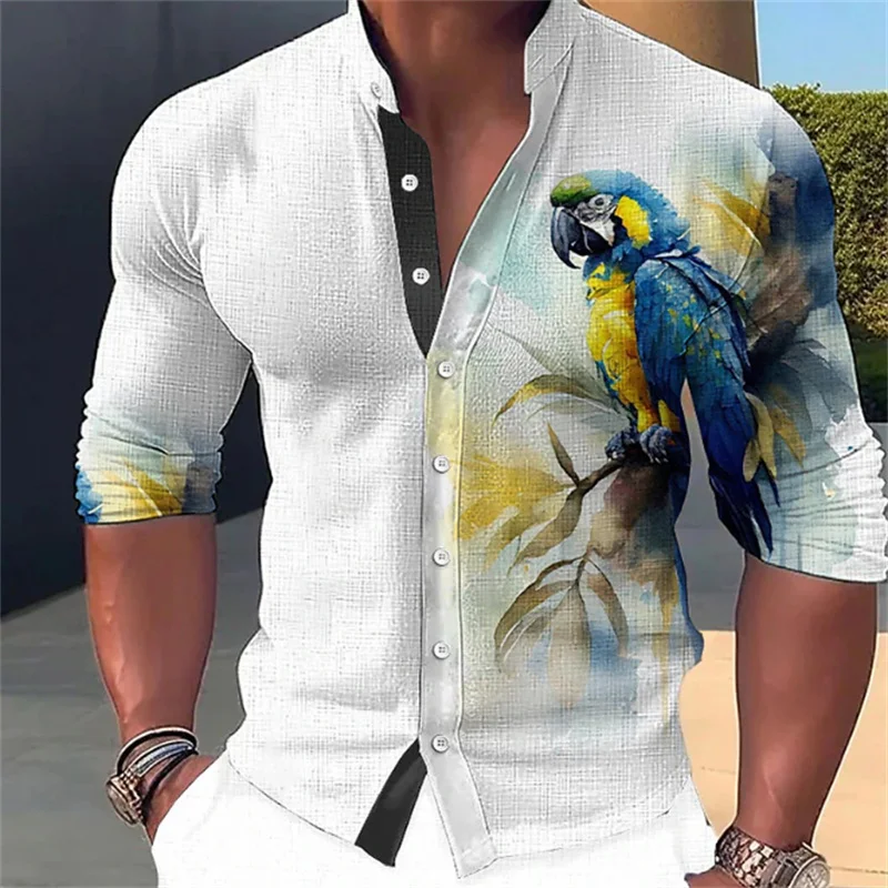 Camisas masculinas impressas em 3D para passeios diários, lapelas elegantes, roupas de manga comprida, designers para lazer