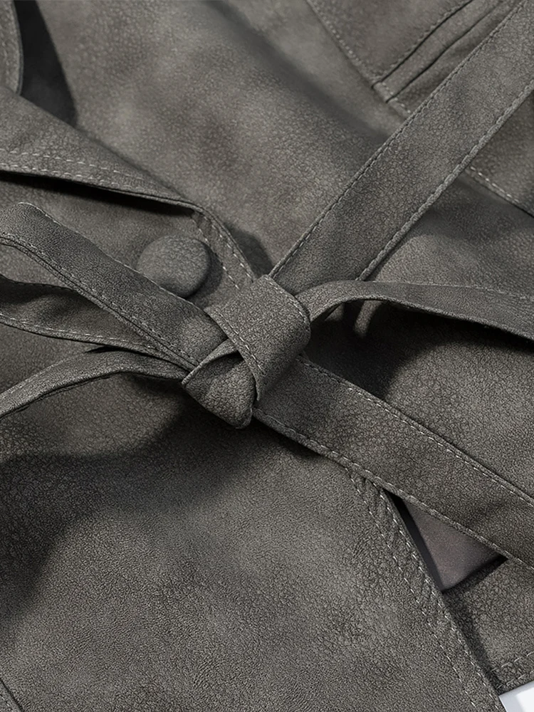 سترة نسائية عصرية جديدة على الطراز الأوروبي، متعددة الاستخدامات وأنيقة، تتميز بألوان ثابتة وتصميم عتيق وحزام مطابق. #5