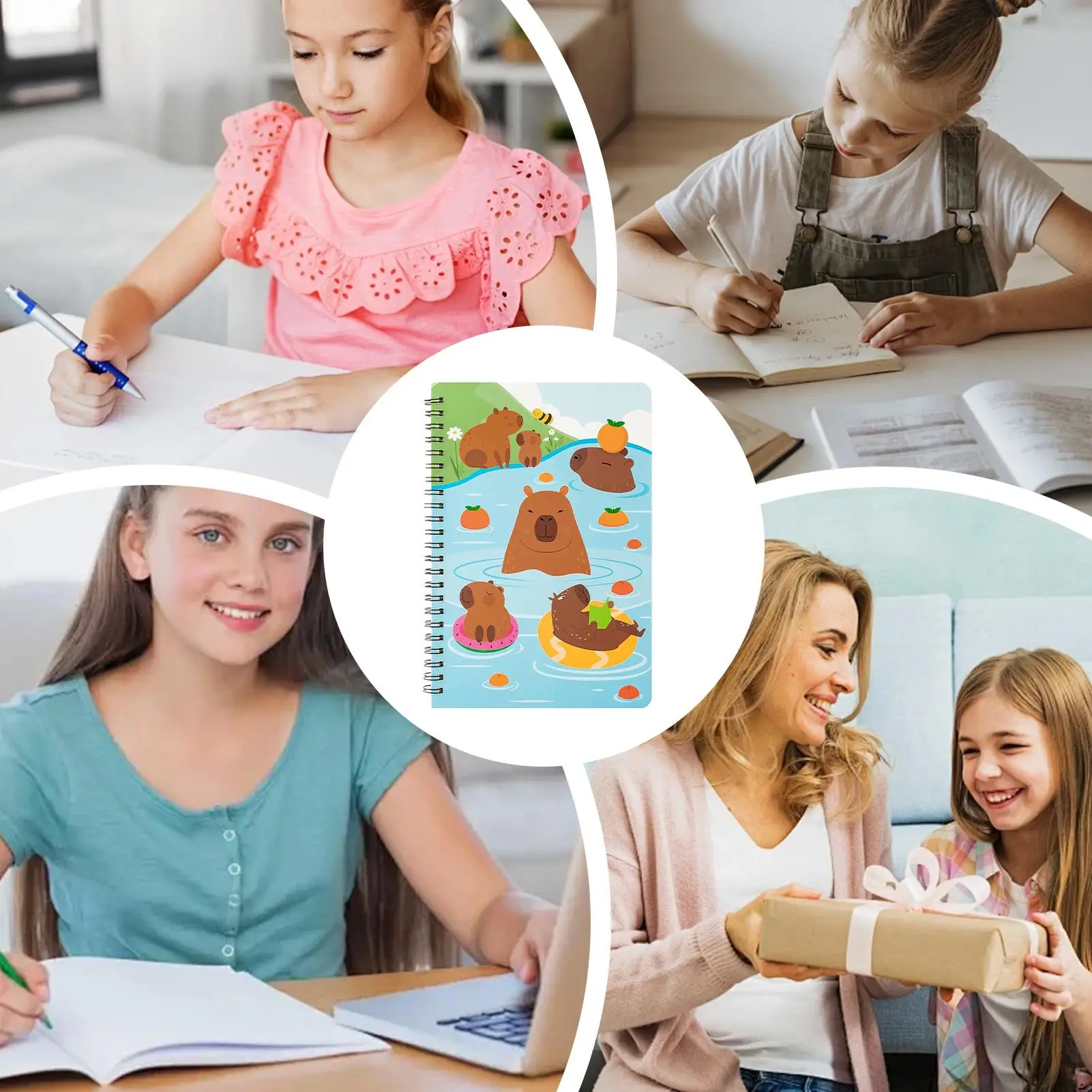 Quaderni per la scuola A5 Quaderni a spirale per scrittura scolastica 2 pezzi Studenti Stazionario carino a tema capibara per libreria in classe