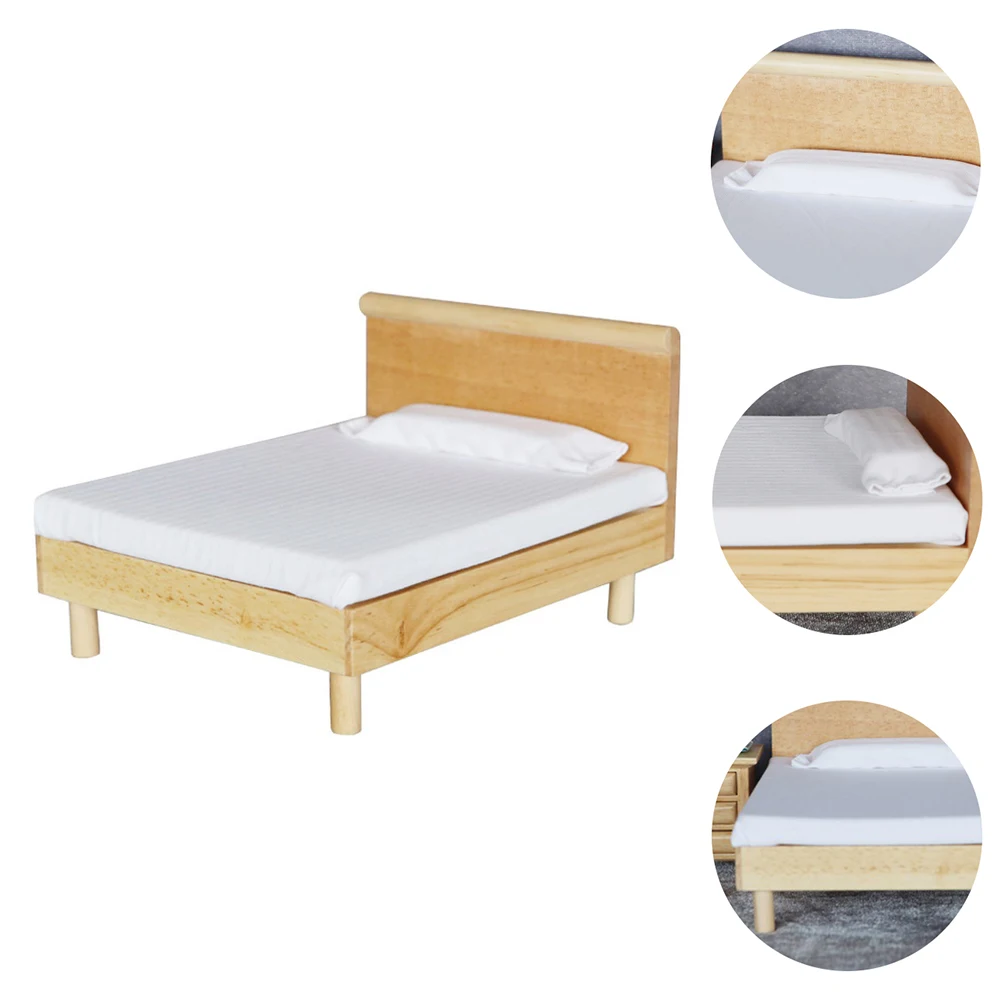 

Mini Double Dollhouse Accessory Simulation Model Child Miniature Bed Accessory Realistic Smooth Safe Comfortable Easy Fun