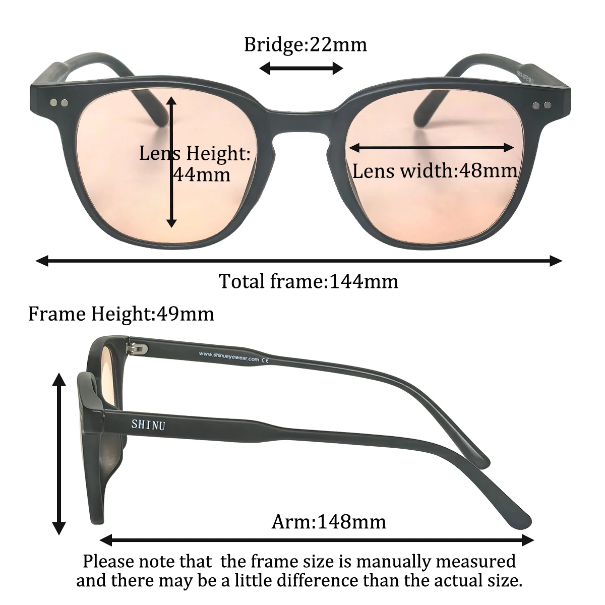 SHINU FL41 Light Tint Glasses 73% Transmittance Blue Light Blocking Eyewear for Long Indoor Wear Reduce Photophobia & Eye Strain