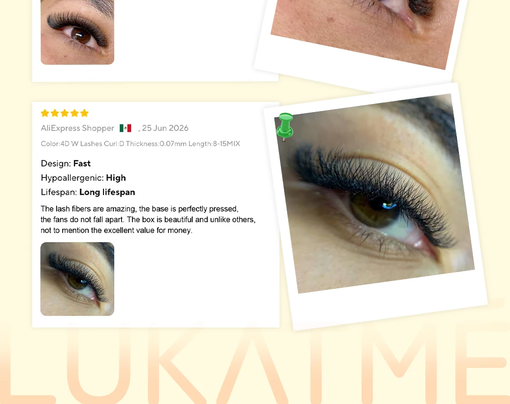 LUKATME 4D W-Form Wimpernverlängerungen, vorgefertigte Fächer, Bloom Wimpernbüschel C/D/M/L/CC Curl, Easy Fan Wimpern 7-15mm für den Salon – Detail 13