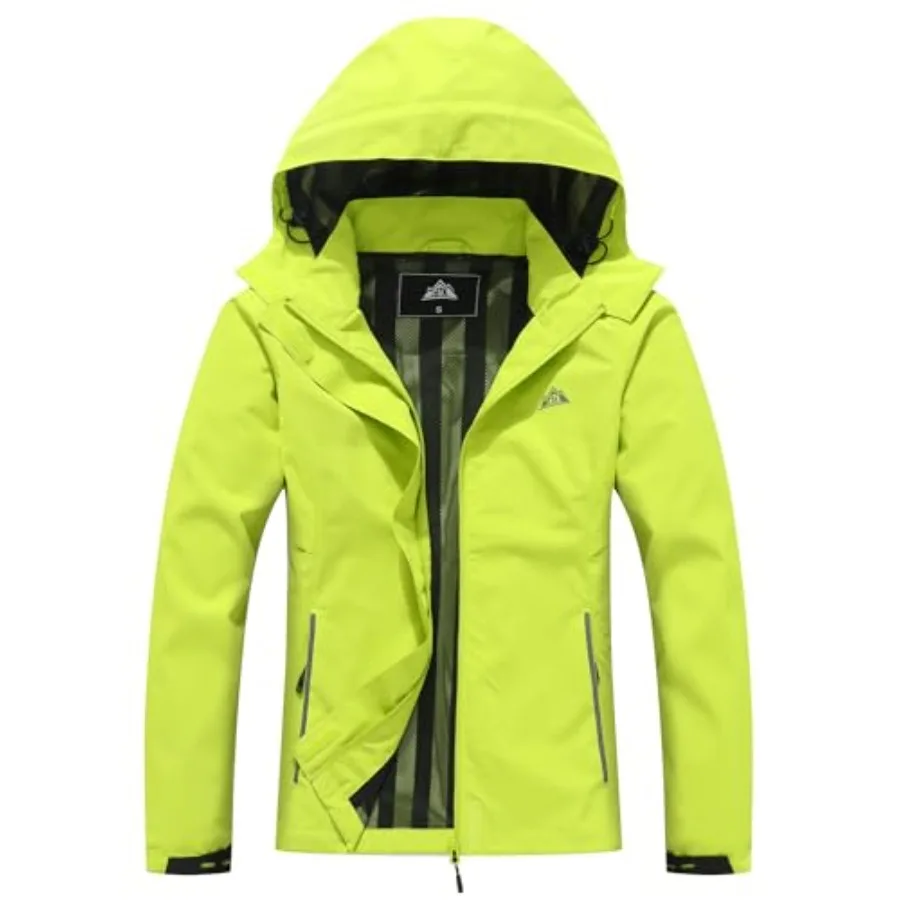 

MOERDENG Women's Waterproof Rain Jacket Lightweight Raincoat Hooded Hiking Jacket Softshell Windbreaker