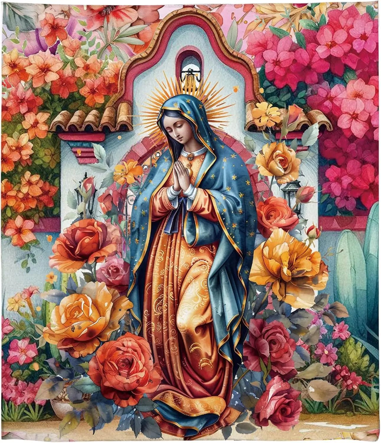 Our Lady of Blanket for Women Religious Christian Bible Verse Prayer San Marcos Throw Blanket Manta