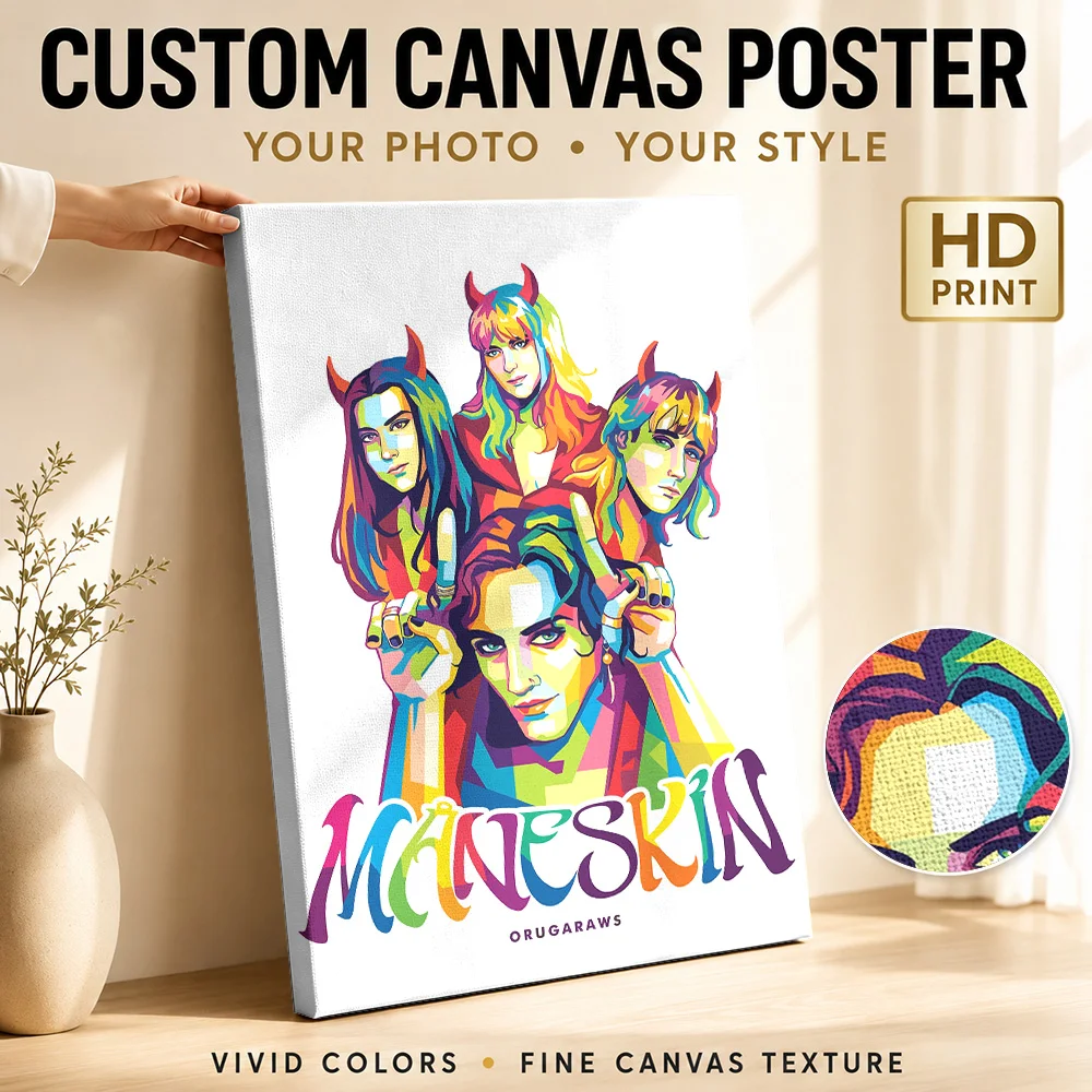 Karina Colorful Pop Art Portrait of a Woman Canvas Painting Poster Customized Photo Modern Aesthetic Wall Art for Office Decor