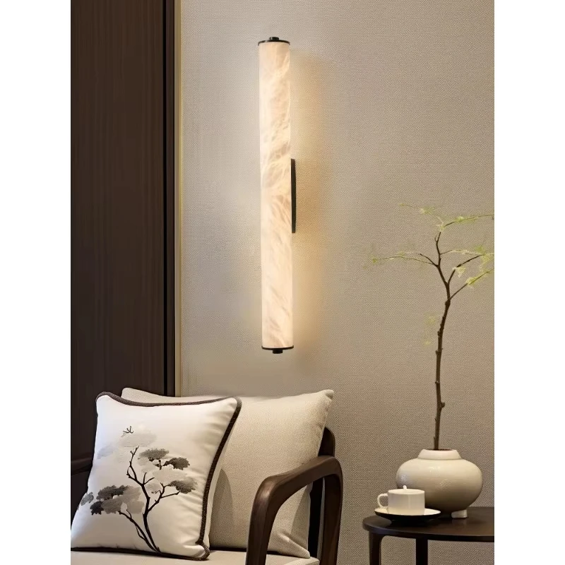 Luxury Solid Brass LED Wall Lamp with Marble - alternate angle