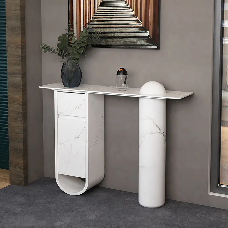 Italian porch cabinet light luxury style simple modern rock slab decorative cabinet villa homestay porch table pole booth