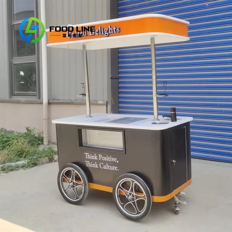 Customized Italy Designed Ice Cream Push Cart, Italian Style for Outdoor Commercial Street Vending