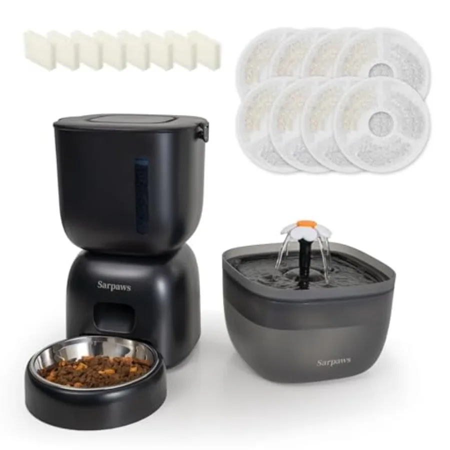 

Автоматическая кормушка и поилка для кошек с 8 сменными фильтрами и 8 предфильтрами-губками для использования в помещении, прочная конструкция