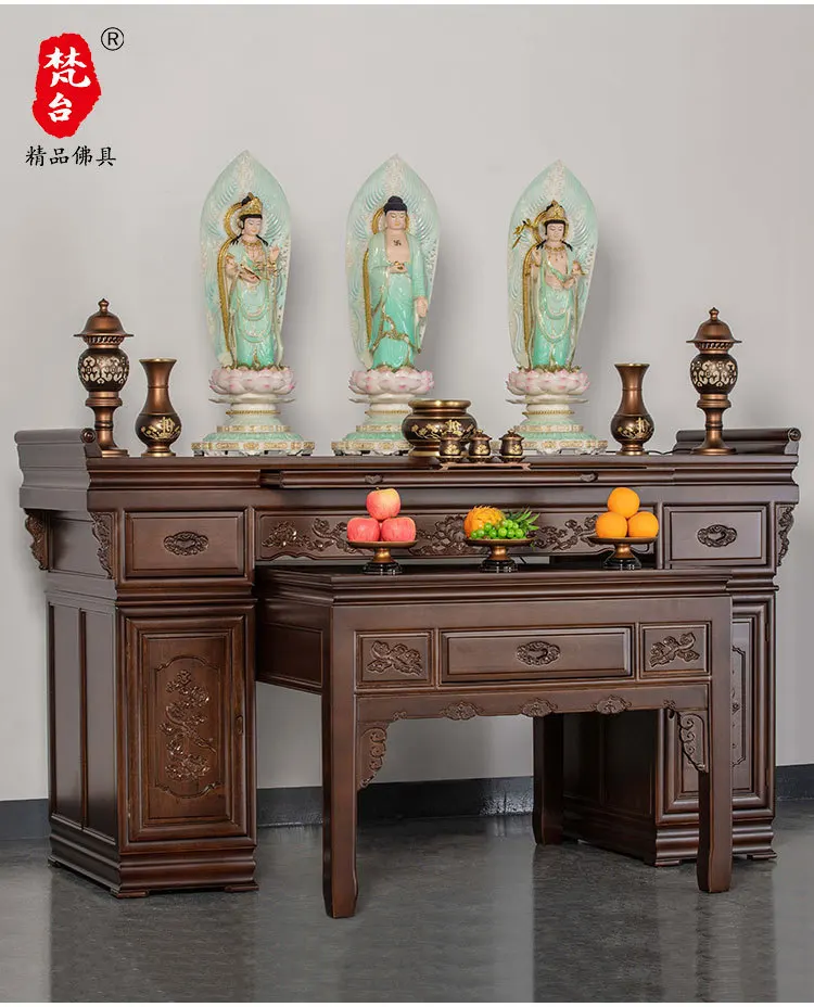 HT Solid Wood Offering Table Buddha Table Offering Altar Table Offering Desk Buddha Hall  Self-built House