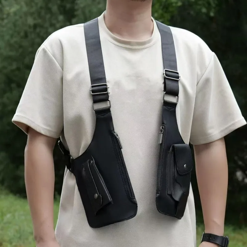 

Многоцелевые мужские сумки через плечо из искусственной кожи с двойным плечевым ремнем, многокарманная уличная противоугонная тактическая сумка для рыбалки, водонепроницаемая