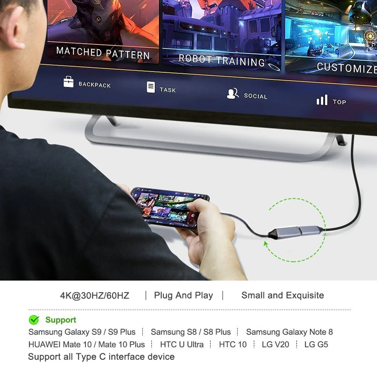 DTECH Hochwertiger 4k 30hz 3.1 USB C auf HDMI Typ C auf HDMI Buchse Kabeladapter Konverter für TV-Projektion