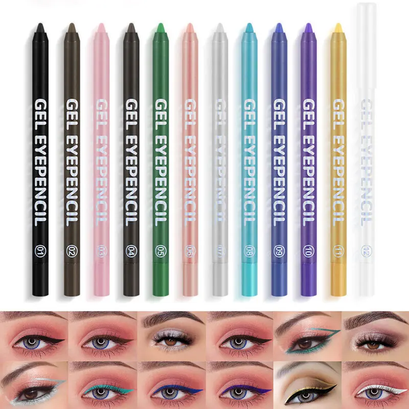 Matte Smooth Green Black Eyeliner Gel Pencil Fast-drying Waterproof Anti-sweat Lasting Eyeliner Pen Eye Beauty Makeup Cosmetics