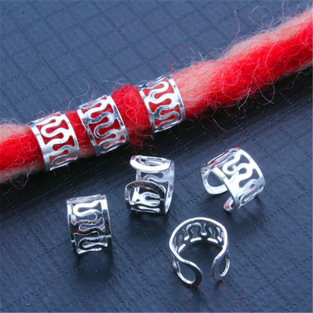 50pcs Metal Hair Rings Beads Cuffs Tubes Charms Hollow Out Dread African Hair Braids Jewelry Hair Braider Decoration Accessories