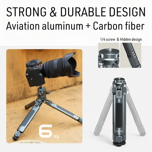 Imagen 2 del producto Nuevo Trípode Telescópico de Fibra de Carbono para Cámara, Trípode de Escritorio con Cabezal de Bola de 1/4 para DJI Ronin RS4 MINI Gimbal, Cámara DSLR, Video VLOG