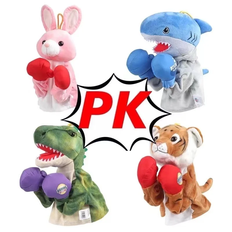 Animal Boxing Battle Interactive Hand Puppet Plush Toy Cloth Puppet Glove Control Pk Muppet Vocalizing Finger Toy Couple Gifts