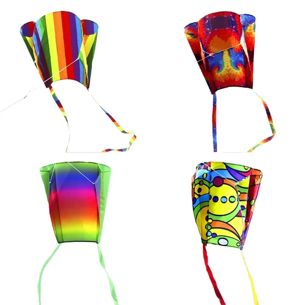 Easy Fly Rainbow Parafoil Kite met vliegerlijn Polyester Ripstop Pocket Kite Goede vliegende lange staart Mini-kindervlieger