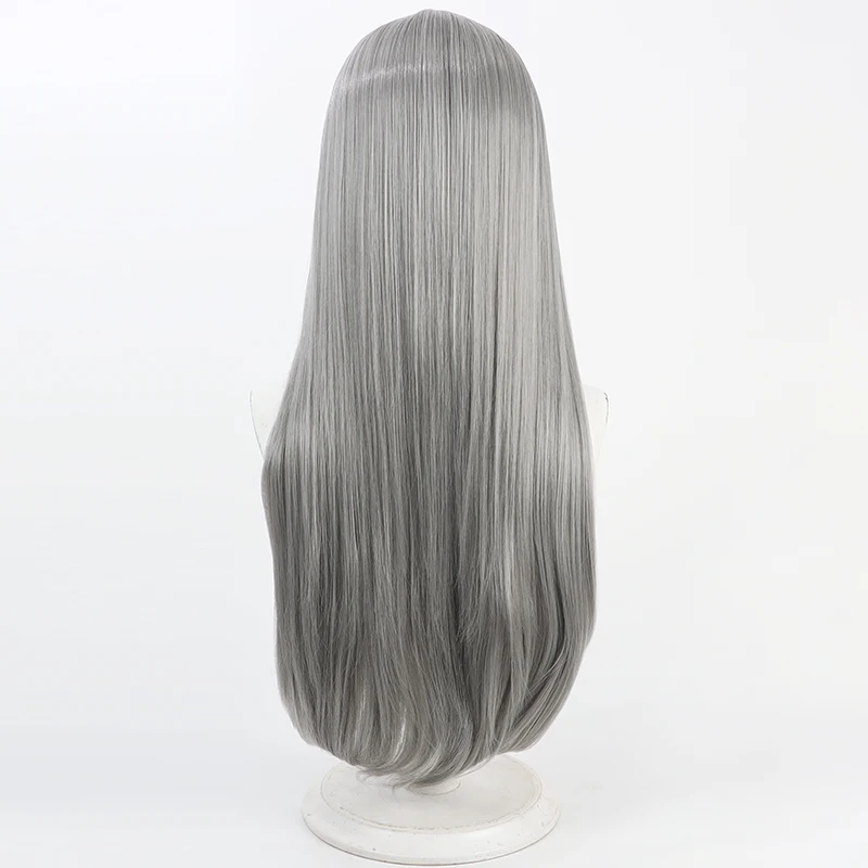 Gioco NIKKE: Parrucca cosplay grigio scarlatto della dea della vittoria Halloween Party Prop Fibra sintetica resistente al calore per capelli + cappuccio per parrucca