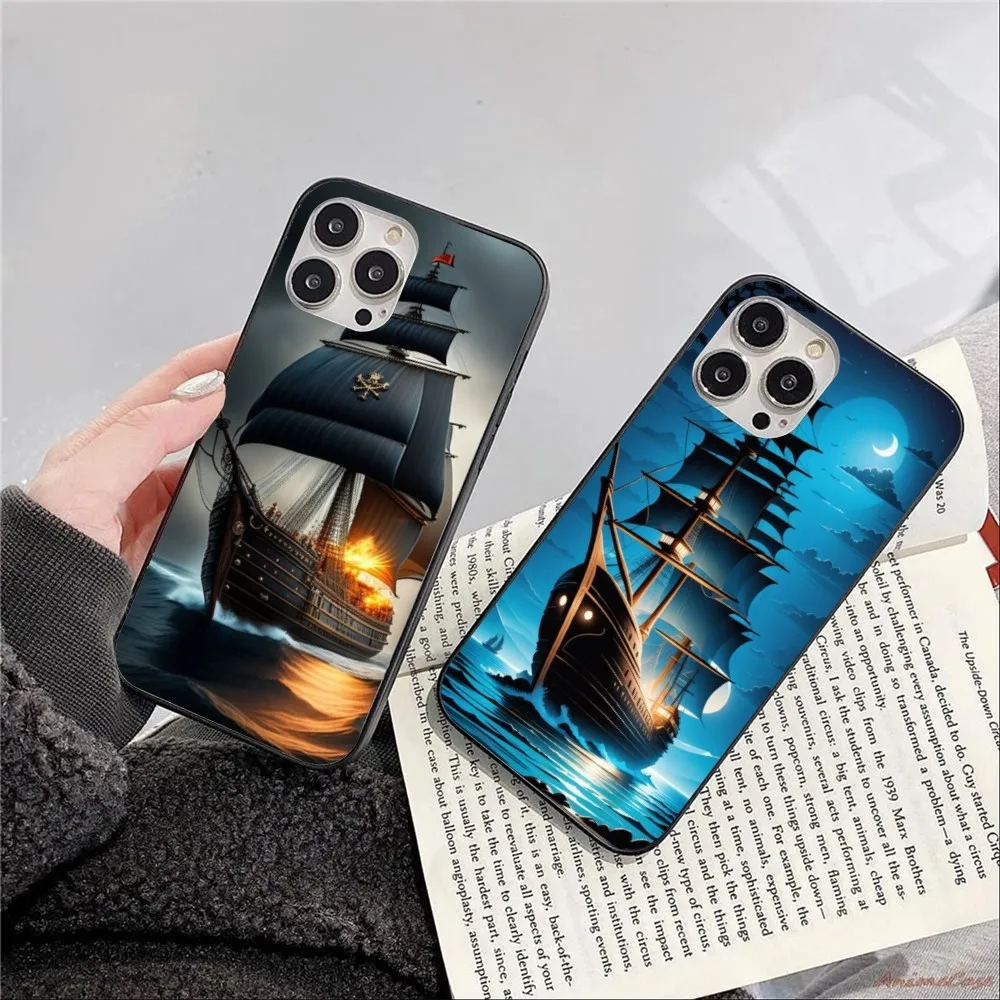 Pirate Corsair Mobile Cell Phone Case for iPhone 15 14 13 12 11 XS X 8 7 6 Plus Mini Pro Max SE 2022 Black Phone Cover Funda