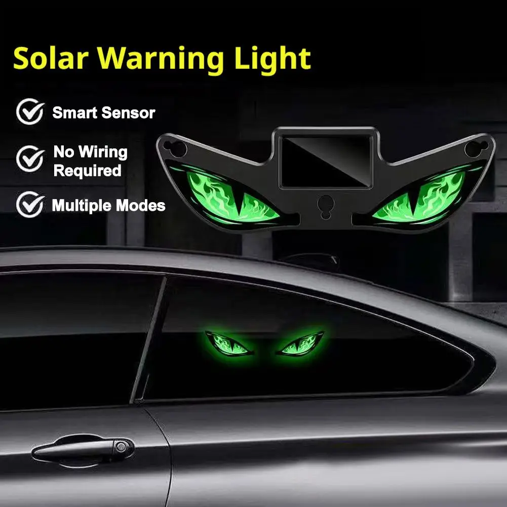LED Dynamic Expression Neon Light Car Solar Devil Eye Light Rear Window Anti-Rear-End Warning Light