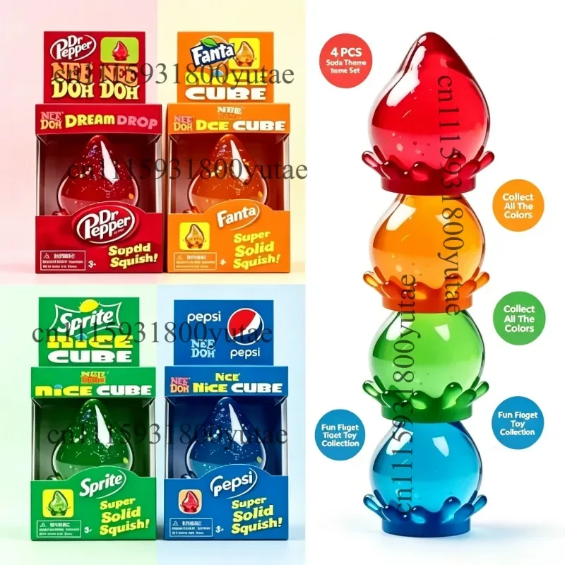 New Needoh Dreamy Water Drop Marbled Cube Malt Sugar Squish Toy Soft Squeeze Anxiety Relief Fidget Toy For Adults Surprise Gift