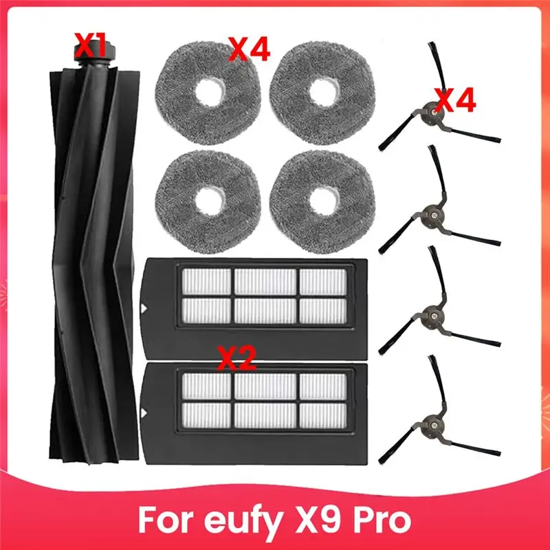 

A36T-Accessories Kit For Eufy X9 Pro Replacement Parts Main Brush Side Brush Filter Mop Pad Spare Attachments