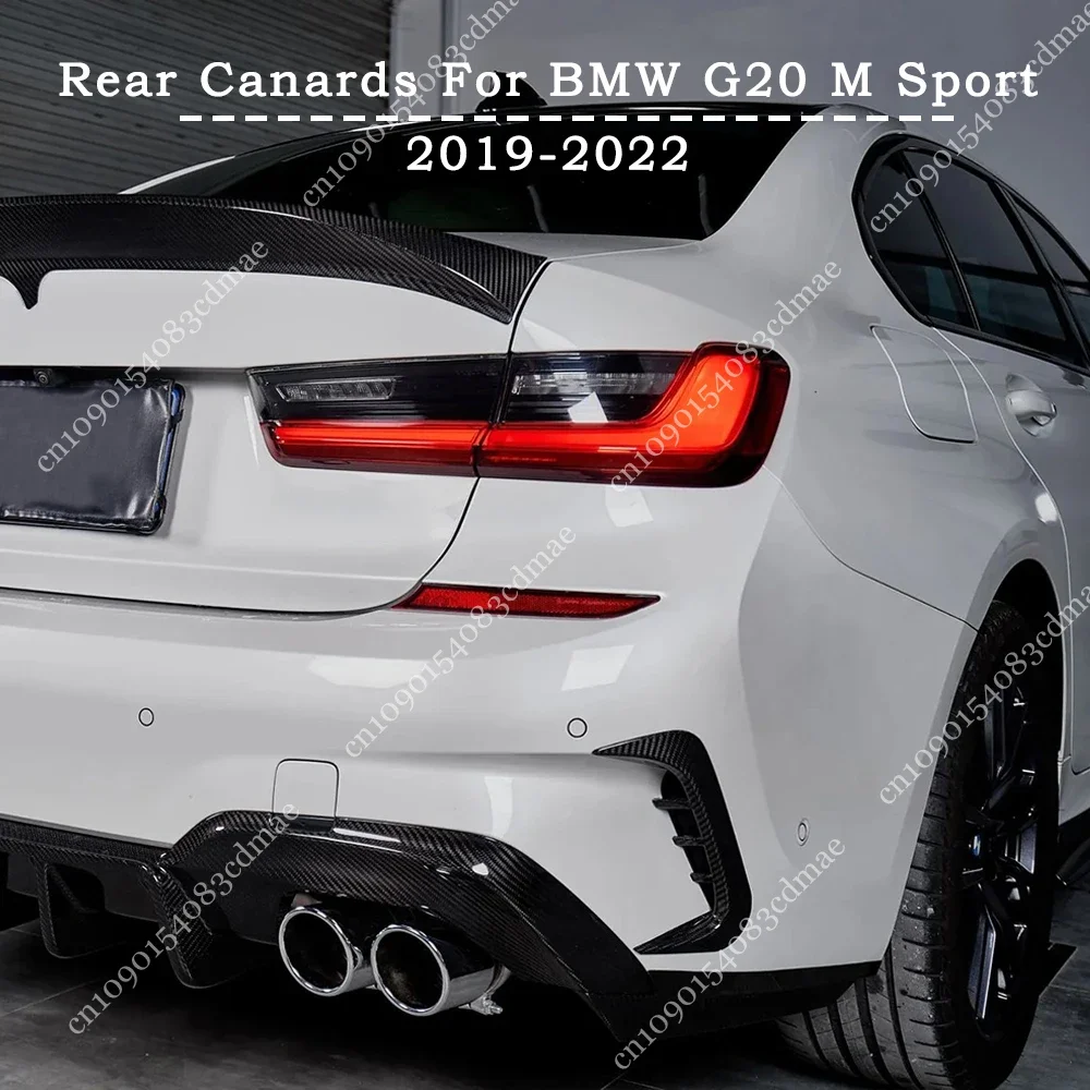 

For BMW 3 Series G20 M Sport 320i 330i Kar bel Style Rear Bumper Side Wind Blade Canards Splitter Spoiler Car Styling 2019-2022