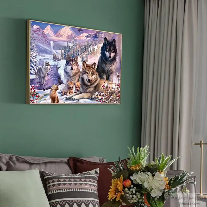 5D DIY Diamond Painting Animal Full Square/Round Diamond Embroidery Snow mountain Wolf Home Decoration Gift Kits Wall Art