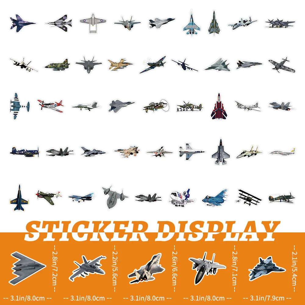 10/30/50PCS Cool Super Warplane Stickers Cartoon airplane Sticker Laptop Phone chitarra Bike Skateboard Graffiti decalcomanie giocattolo per bambini