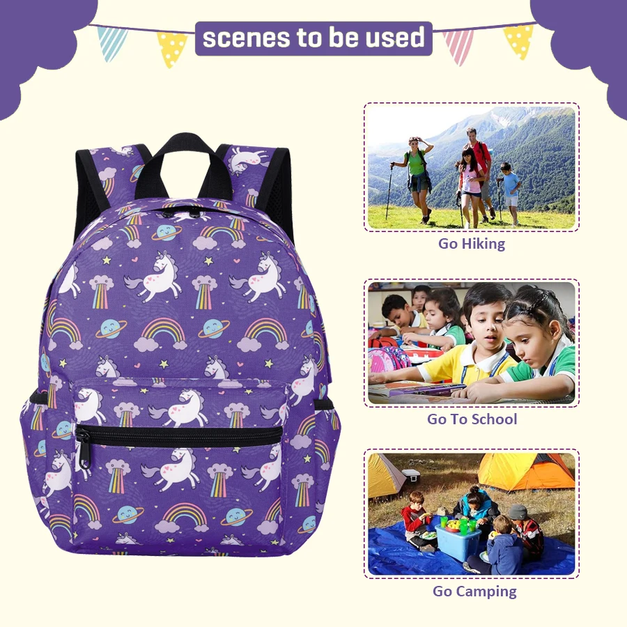 Mochila ligera de unicornio arcoíris vibrante, mochila preescolar para niños pequeños, bolsas escolares para niños, bolsa de libros escolares para niñas