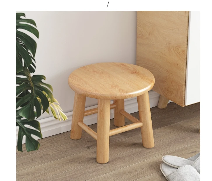 Solid wood stool home low stool log stool bathroom stool simple small round stool living room wooden stool