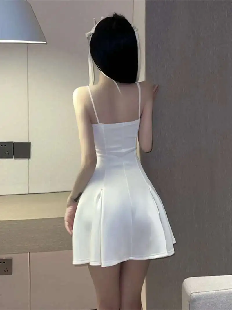 WOMENGAGA 2023 Sexy Francese Chic Ruffle A-line Mini Abito Corto Dolce Moda Donna Coreana Top Abito di Nicchia Elegante V8WA